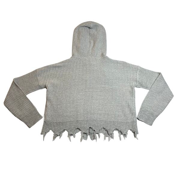 Full Circle Trends Crop Knit Full Zip Hoodie Sweater Jacket w/ Raw Hem Size L - Picture 2 of 7